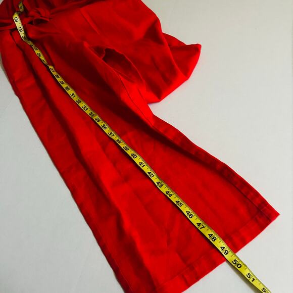 Anthropologie Greylin Linen Wide Keg Cropped Jumpsuit Size XS Petite Coral - Picture 9 of 10